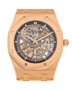 Men's Royal Oak 18kt Rose Gold Transparent Dial Watch
