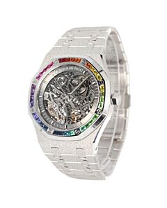 Men's Royal Oak Frosted 18kt White Gold Transparent Dial Watch