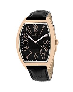 Men's Royalty II Leather Black Dial Watch