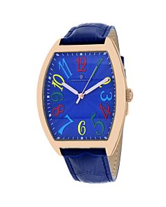 Men's Royalty II Leather Blue Dial Watch
