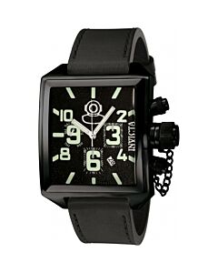 Men's Russian Diver Chronograph Leather Black Dial Watch