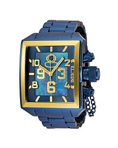 Men's Russian Diver Chronograph Stainless Steel Blue and Gold Dial Watch