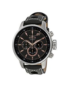 Men's S1 Rally Chronograph Leather Black Dial