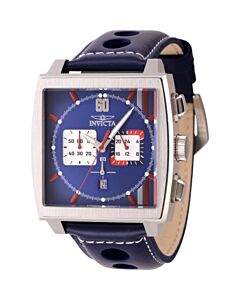Men's S1 Rally Chronograph Leather Red and Silver and Blue Dial Watch