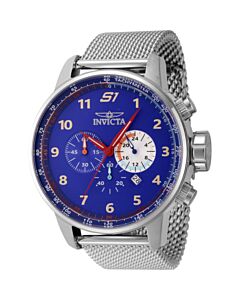 Men's S1 Rally Chronograph Mesh and Stainless Steel Antique Silver and Blue Dial Watch