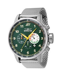 Men's S1 Rally Chronograph Mesh and Stainless Steel Antique Silver and Green Dial Watch