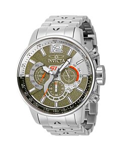 Men's S1 Rally Chronograph Stainless Steel Military Green and Orange and Silver Dial Watch