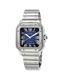 Men's Santos De Cartier Medium Model Stainless Steel Blue Dial Watch