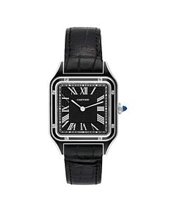 Men's Santos-Dumont Alligator-Skin Black Dial Watch