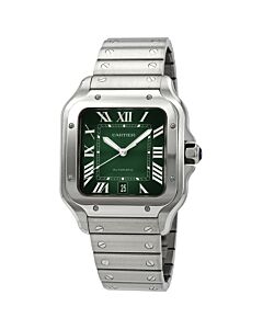 Men's Santos Stainless Steel Green Dial Watch
