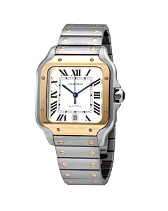 Men's Santos Stainless Steel Silver Dial Watch