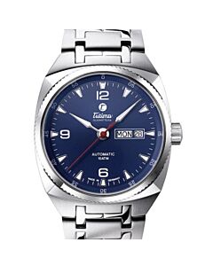 Men's Saxon Stainless Steel Blue Dial Watch