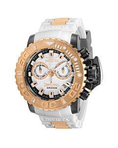 Men's Sea Hunter Chronograph Silicone with Rose Gold-plated accents White Dial Watch