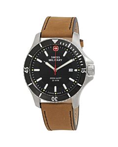 Men's Seaforce Leather Black Dial Watch