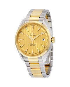 Men's Seamaster Aqua Terra Stainless Steel and 18kt Yellow Gold Champagne Dial