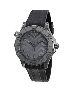 Men's Seamaster Leather Black (Wave Pattern) Dial Watch