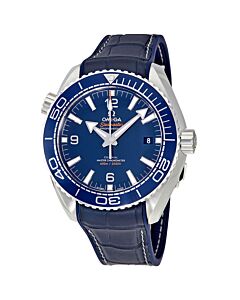 Men's Seamaster Planet Ocean Alligator Leather with Rubber Lining Blue Dial