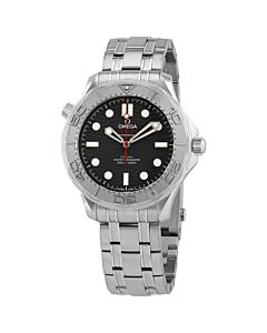 Men's Seamaster Stainless Steel Black Ceramic (Laser Ablated) Dial Watch