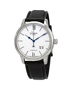 Men's Senator Excellence Panorama Leather White Dial Watch
