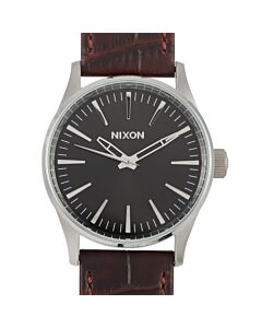 Men's Sentry 38 Leather Black Dial Watch