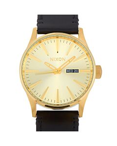 Men's Sentry Leather Gold Dial Watch