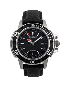 Men's Series 240 Leather Black Dial Watch