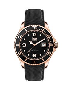 Mens-ICE-steel---Black-Rose-Gold---Large---3H-Silicone-Black-Dial-Watch