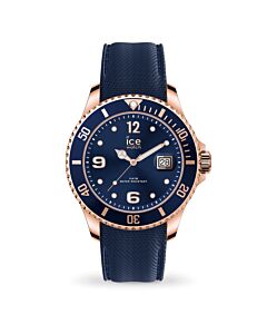 Mens-ICE-steel---Blue-rose-gold---Large---3H-Silicone-Blue-Dial-Watch