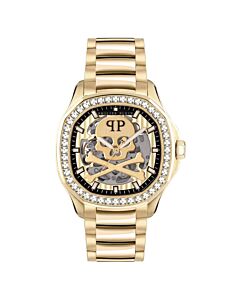 Men's Skeleton Spectre Stainless Steel Gold-tone Dial Watch