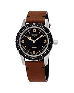 Men's Skin Diver (Calfskin) Leather Black Dial Watch