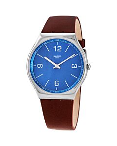 Men's SKINWIND Leather Sun-brushed Blue Dial Watch