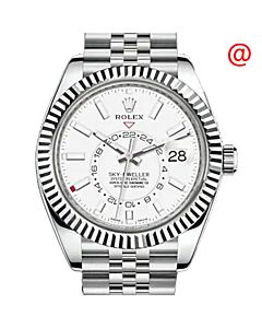 Men's Sky-Dweller Stainless Steel with 18kt White Gold Rolex Jubilee White Dial Watch