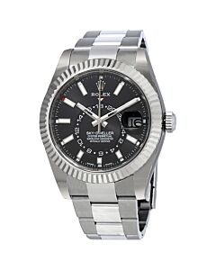 Men's Sky-Dweller Stainless Steel with 18kt White Gold Rolex Oyster Black Dial
