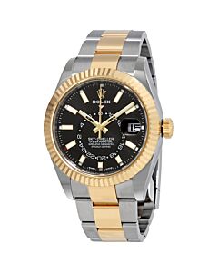 Men's Sky-Dweller Stainless Steel and 18kt Yellow Gold Rolex Oyster Black Dial