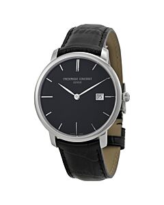 Men's SlimLine (Croco-Embossed) Leather Black Dial Watch