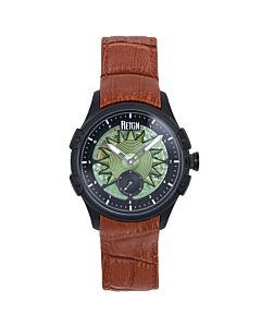 Men's Solstice Genuine Leather Green Dial Watch