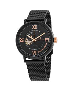 Men's Somptueuse Limited Edition Stainless Steel Mesh Black (Open Heart) Dial Watch