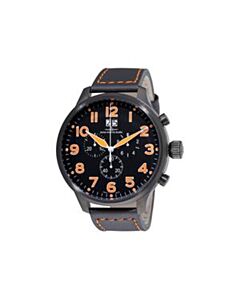 Men's SOS Chronograph Calfskin Leather Black Dial Watch
