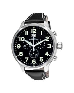 Men's Sos Chronograph Leather Black Dial Watch