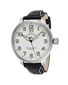 Men's Sos Leather White Dial Watch