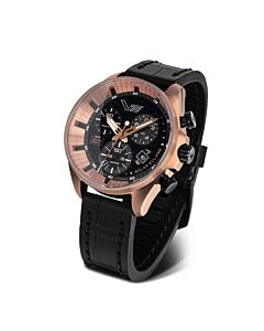 Men's Space Race Chronograph Leather Black Dial Watch