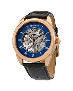Men's Specialty (Calfskin) Leather Blue (Skeleton Center) Dial Watch