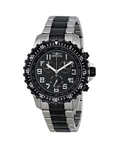 Men's Specialty Chrono Silver-Tone and Black Ion Plated SS Black Dial