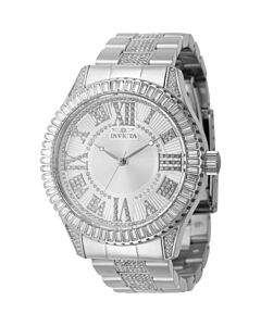 Men's Specialty Crystal and Stainless Steel Silver-tone Dial Watch