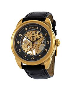 Men's Specialty Leather Black (Skeleton Center) Dial Watch