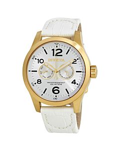 Men's Specialty White Genuine Leather Silver-Tone Dial
