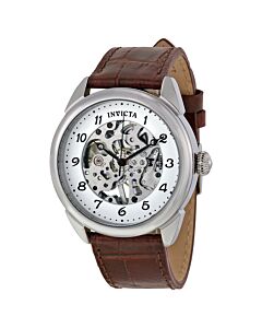 Men's Specialty Mechanical Brown Genuine Leather White Dial