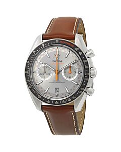 Men's Speedmaster Chronograph Leather Brushed Grey Dial