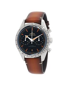 Men's Speedmaster Chronograph Leather Black Dial Watch