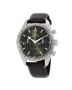 Men's Speedmaster Chronograph Leather Green Dial Watch